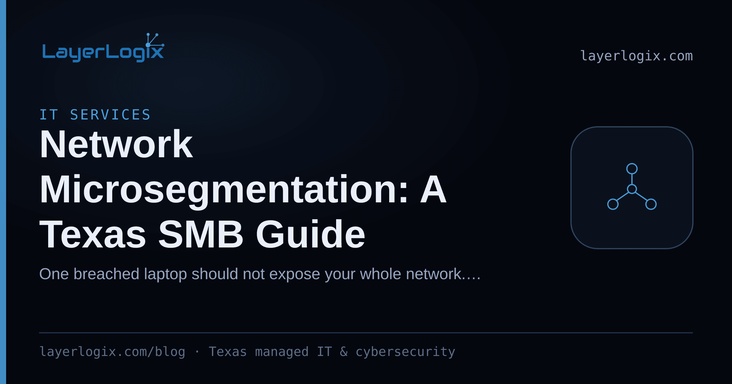 Network Microsegmentation: A Texas SMB Guide — IT Services article cover card from LayerLogix, with a network topology icon