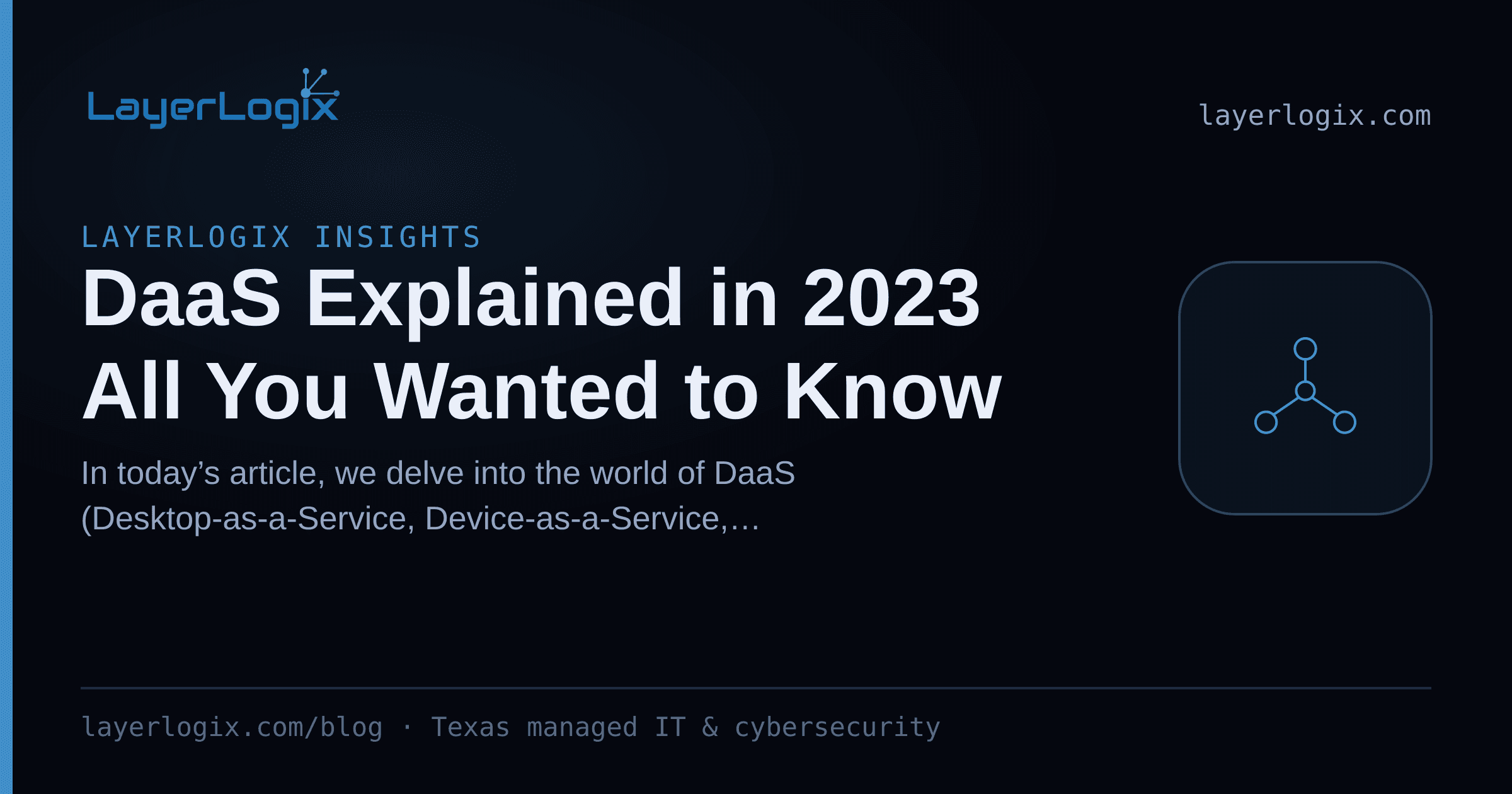 DaaS Explained in 2023 All You Wanted to Know — LayerLogix Insights article cover card from LayerLogix, with a network topology icon