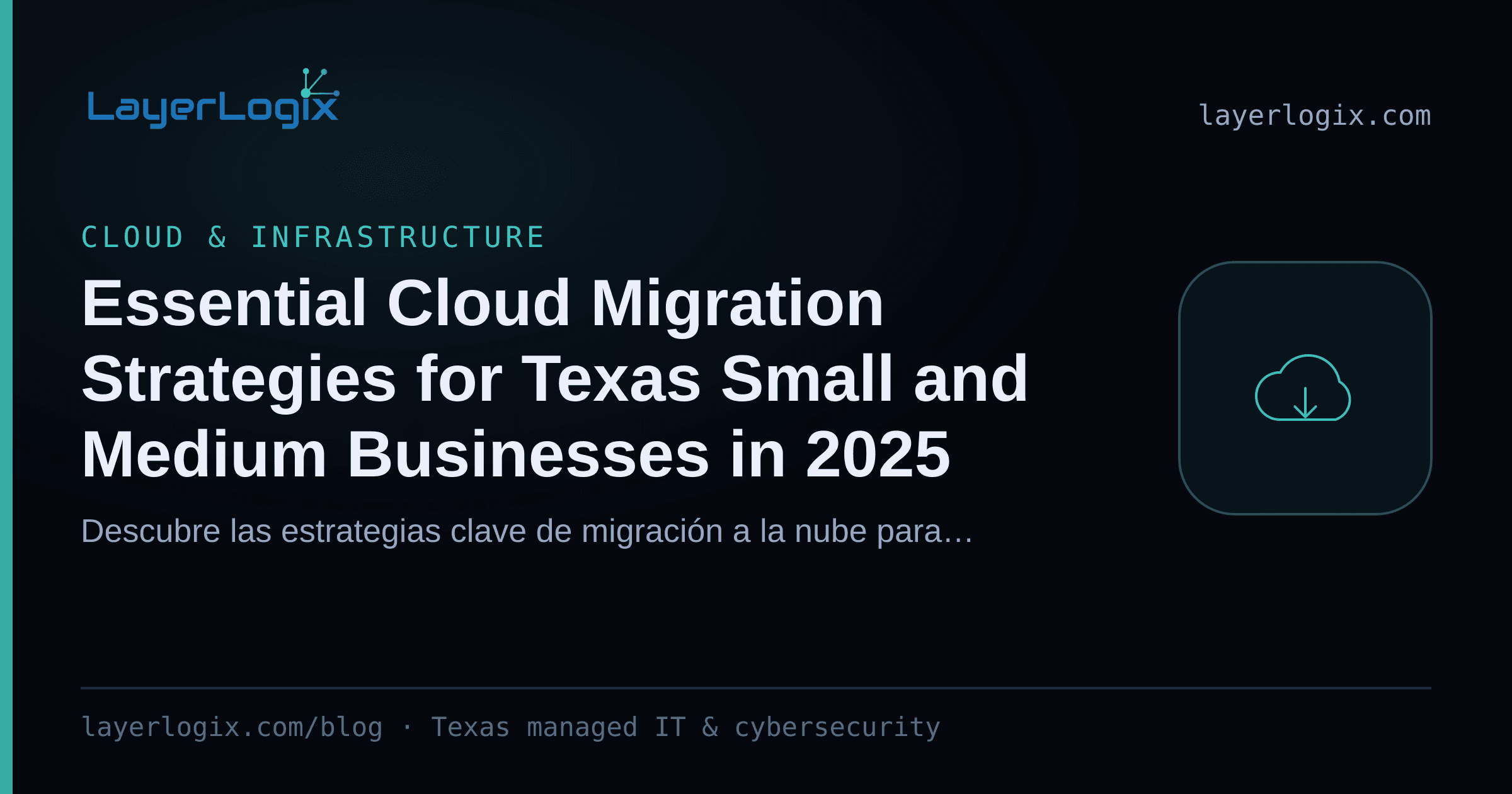 Essential Cloud Migration Strategies for Texas Small and Medium Businesses in 2025 — Cloud & Infrastructure article cover card from LayerLogix, with a cloud icon