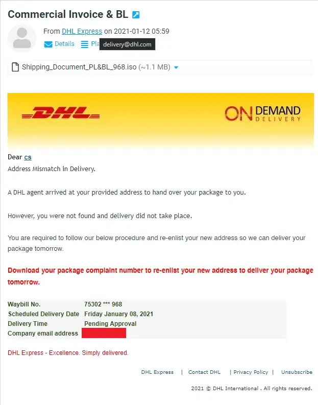 Disk Image File Dangerous Email Attachments